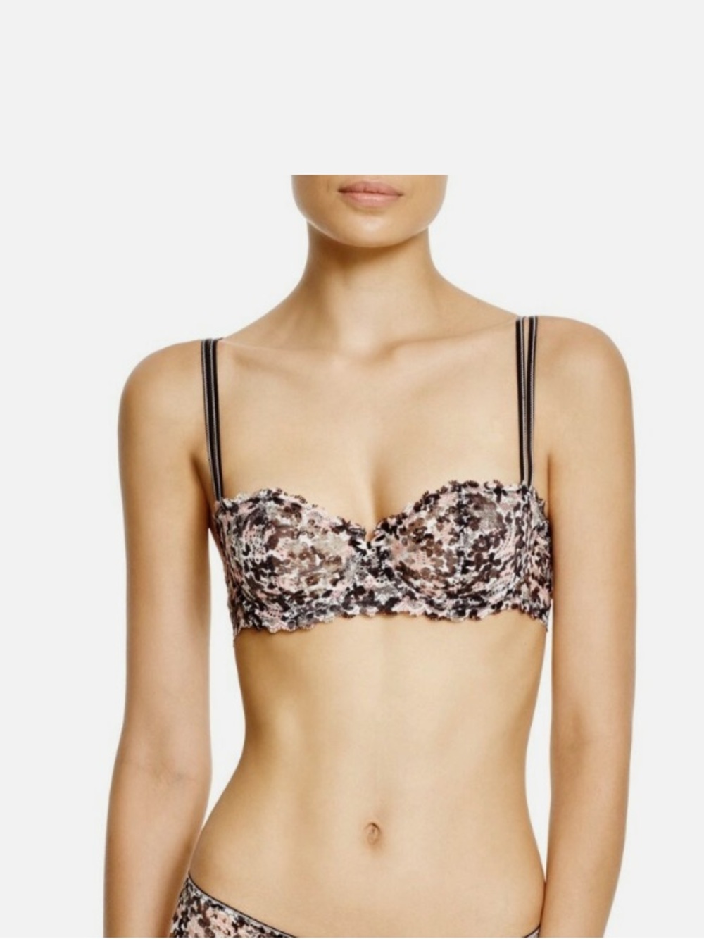 Chantelle Floral Lace Demi Underwire Bra pink/black floral #1745